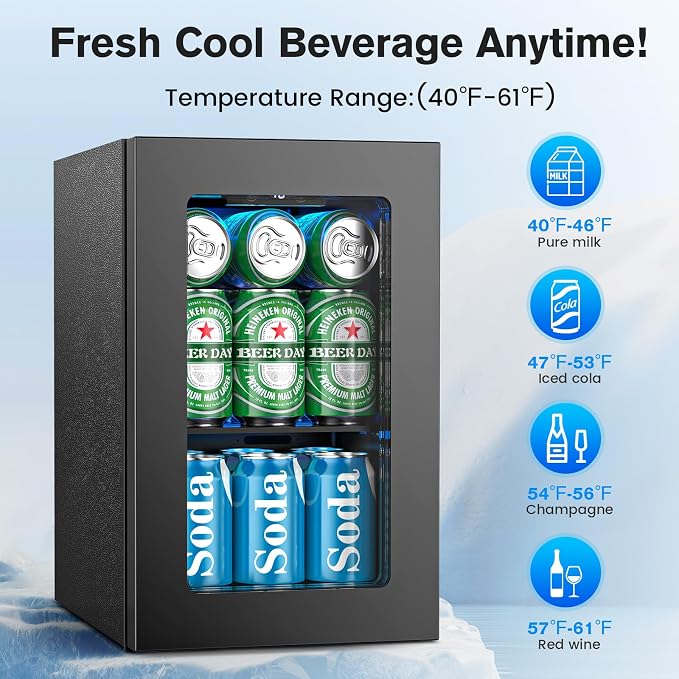 24 Cans Beverage Refrigerator Cooler, Mini Fridge Countertop Drink Cooler - Image 4