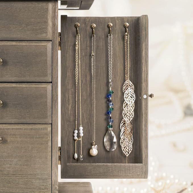Emfogo Jewelry Box for Women, Rustic Wooden Jewelry Boxes & Organizers - Image 4