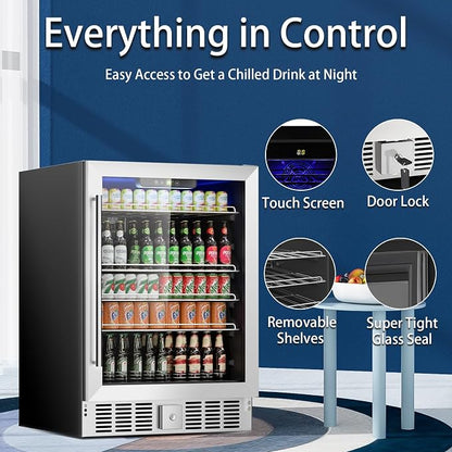 Stopasd Beverage Refrigerator Cooler, 5.3 Cu.Ft/166 Can Drink Fridge - Image 2