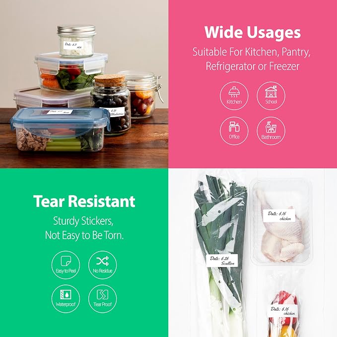 1000 Removable Food Labels, Water/Oil/Tear Resistant Blank Stickers - Image 6