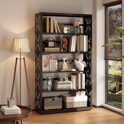 5 Tier Bookcase, Industrial Bookshelf, Home Office Bookcase Shelf Storage - Image 2
