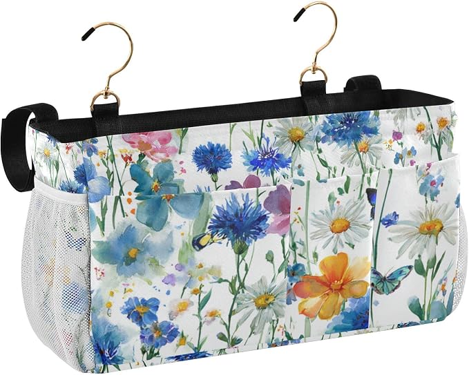 Watercolor Cornflower Daisy Bedside Caddy - Image 2