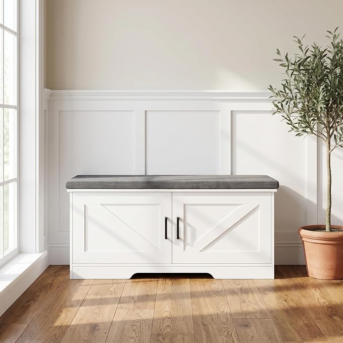 HOMSHO Farmhouse Shoe Storage Bench - Image 10