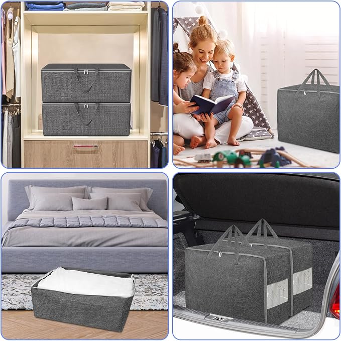 2Pack 105L Extra Large Storage Bags, Folding Comforter Blanket Storage Bags - Image 6