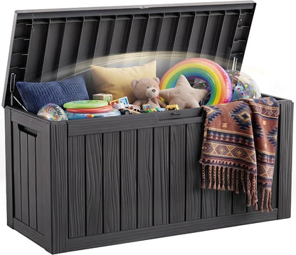 EFU Outdoor Storage Box 140 Gallon Deck Box Lockable UV Resistance Waterproof by EFU