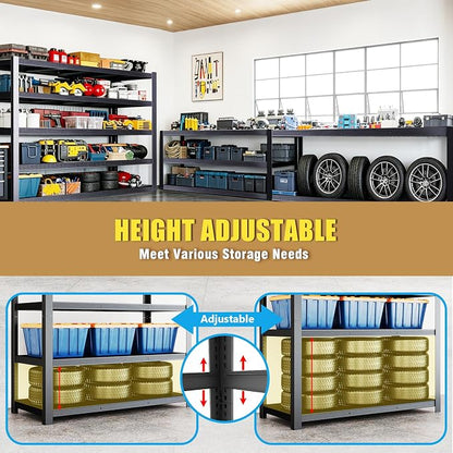 84" H Heavy Duty Wire Garage Shelving, 5-Tier Adjustable Industrial Metal - Image 5