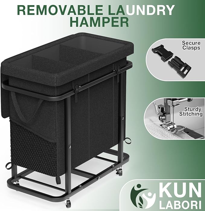 60 Gal Laundry Basket with Lid, Rolling Laundry Hamper with Wheels, Dirty - Image 5