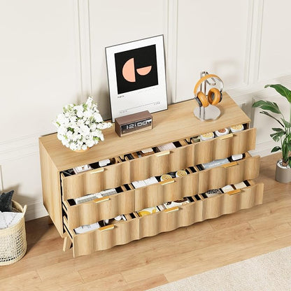 9 Drawer Dresser, Modern Fluted Storage Dresser - Image 5
