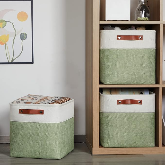 HNZIGE Fabric Storage Cubes Set of 4, 12 x 12 Decorative Bins - Image 7