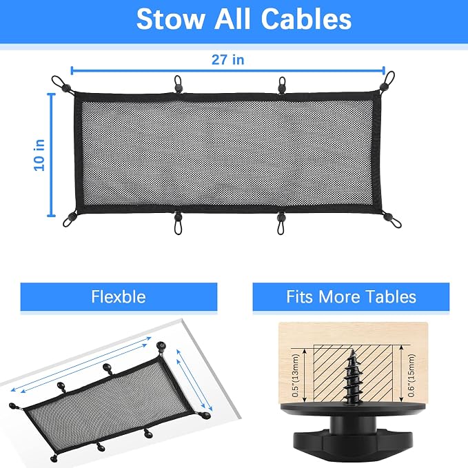 ZZM Privacy Mesh Cable Manager, Under Desk Wire Net, 26 x 10 Inches - Image 4