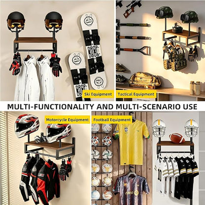 Motorcycle Helmet Holder Wall Mount, Motorcycle Gear Rack - Image 3