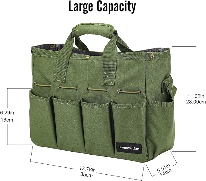 Housolution Garden Tote Bag, 900D Standable Gardening Tool Bag, Garden Tote - Image 2