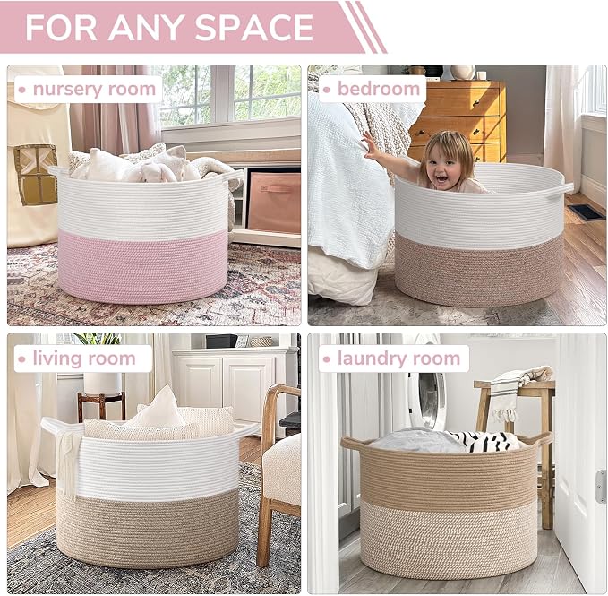 INDRESSME 115L Extra Large Pink Laundry Basket - Image 4