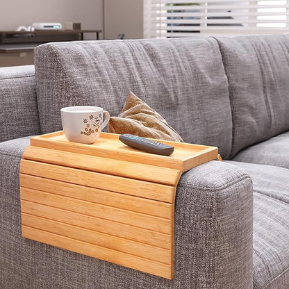 Sofa Arm Tray, Bamboo Folding Couch Arm Tray, Sofa Armrest Trays - Image 2