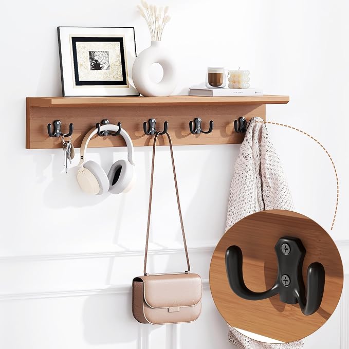 PETKABOO 31.5" Shoe Bench with Coat Rack Hidden Drawer and Side Holder - Image 4