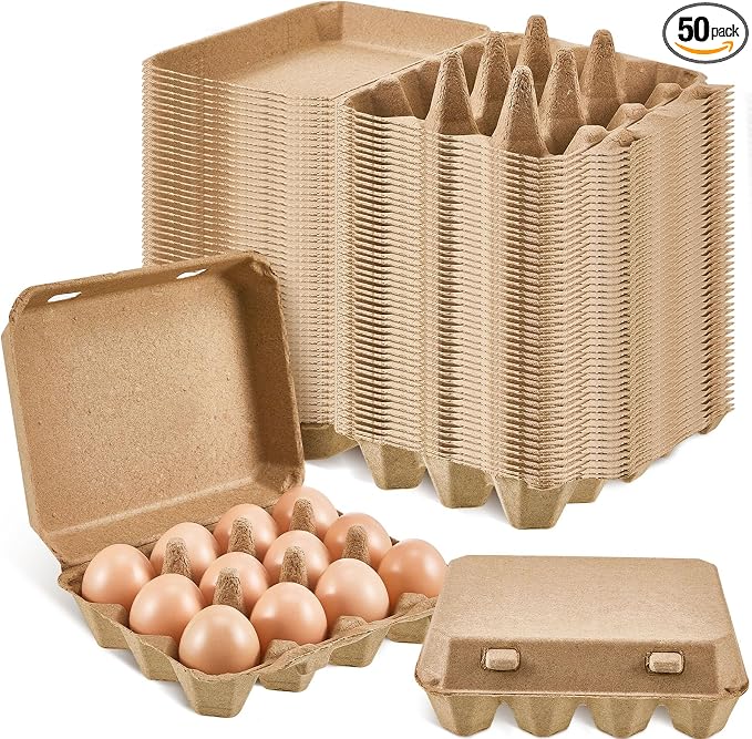 Rtteri 50 Pieces Paper Pulp Egg Cartons 3x4 Style Vintage Blank Egg Cartons by Rtteri