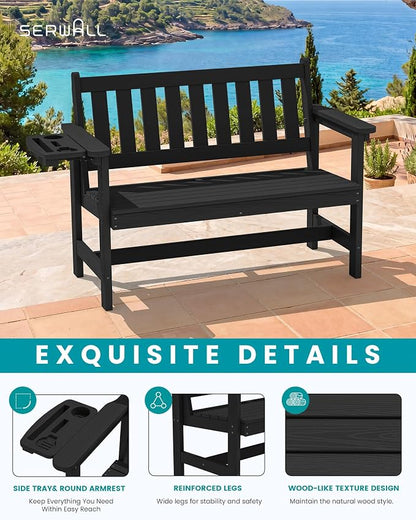 SERWALL HDPE Outdoor Bench, Weatherproof Porch Bench, 1 Pack, Suitable - Image 4