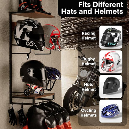 Motorcycle Helmet Holder Wall Mount, Rustic Helmet Rack - Image 5