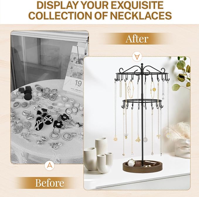 iDavosic.ly 2 Tier Rotating Necklace Holder Organizer - Image 8