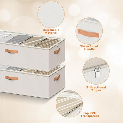 10 Inch 2 Pack Under Bed Storage Containers, 10 Inch Tall Underbed Clothes - Image 6