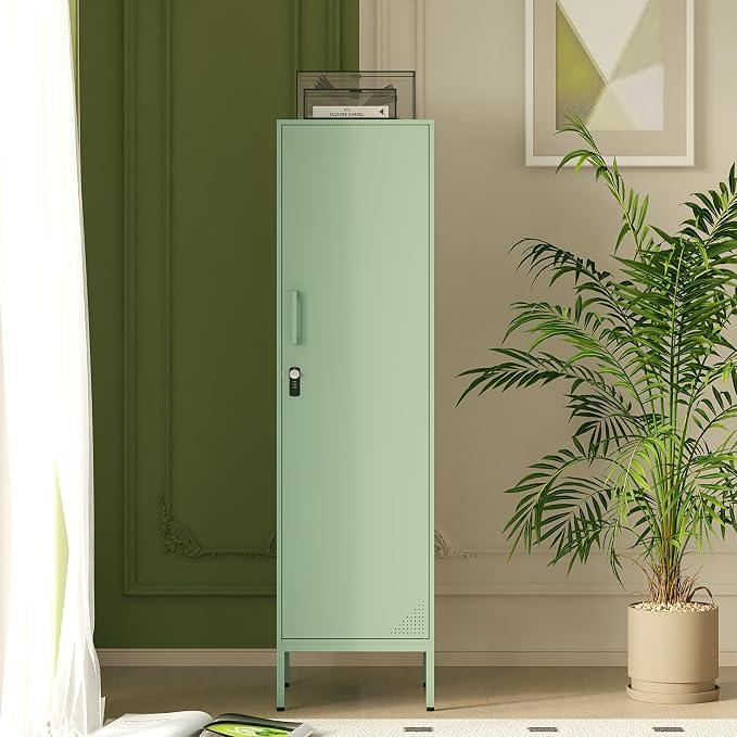 Green Metal Locker Cabinet, 59.1" Lockable Storage Locker by Home