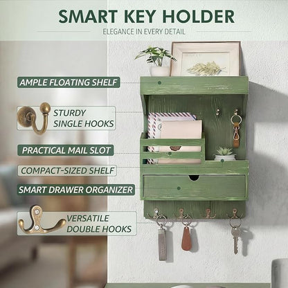 Rebee Vision Pine Wood Key Holder Wall Mount - Image 5