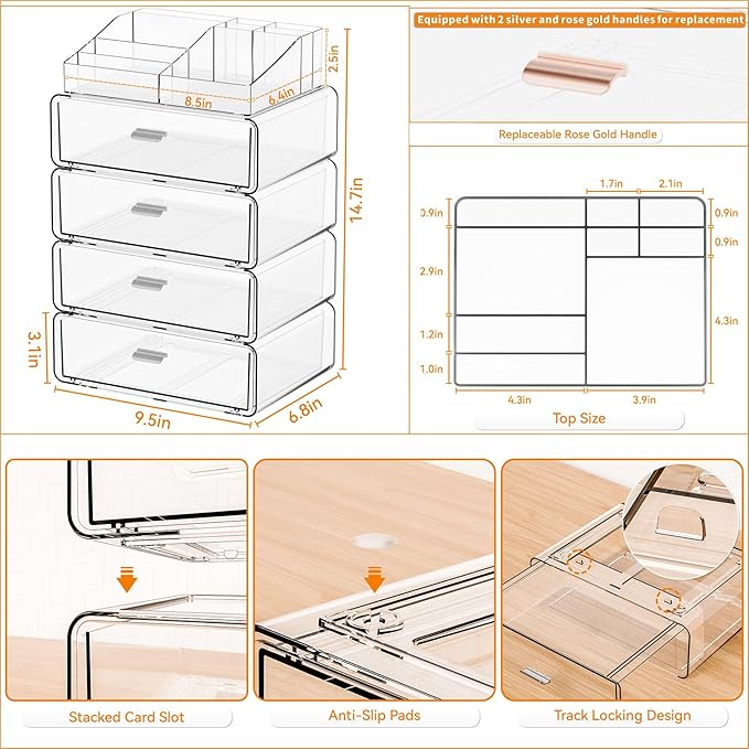 Yieach 5 Tier Clear Acrylic Makeup Organizers - Image 3