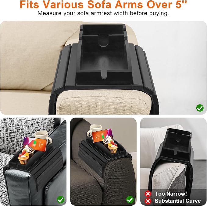 Joy&Grace Couch Cup Holder, 3-in-1 Magnetic Detachable Couch Arm Tray, Bamboo - Image 4