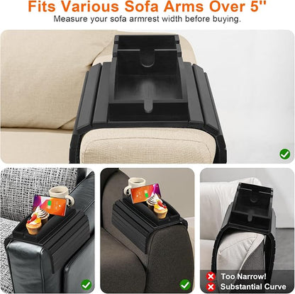 Joy&Grace Couch Cup Holder, 3-in-1 Magnetic Detachable Couch Arm Tray, Bamboo - Image 4