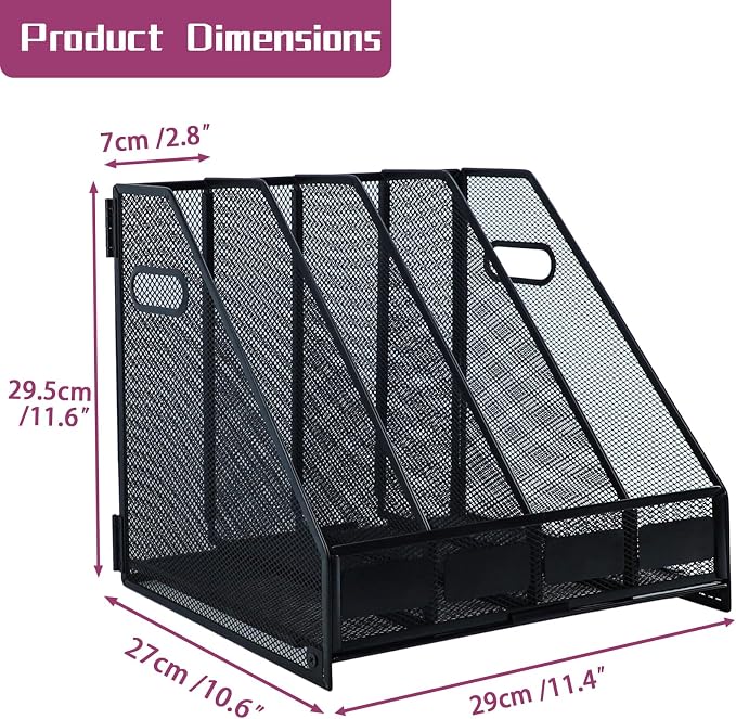 Desk Organizers, Metal Magazine File Holder - Image 2