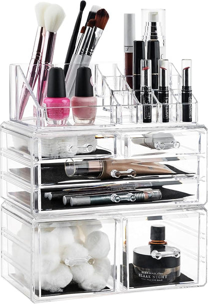 Masirs Clear Cosmetic Storage Organizer, Classy Design, Simplifies Your Life by Masirs