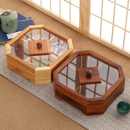 Solid Wood Box Chinese Divided Grid Dried Fruit Tray Vintage Ornament - Image 4