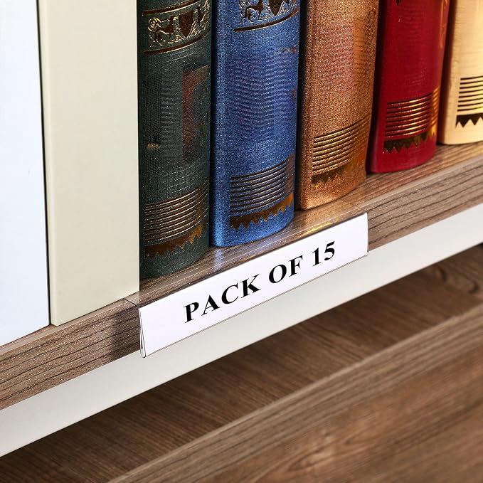 Containlol 15 Pieces Clear Shelf Label Holders Moveable Shelves Tags Moveable - Image 8