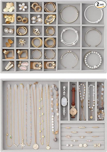 Lolalet Jewelry Drawer Organizer Inserts, Stackable Velvet Tray Jewelry Storage by Lolalet