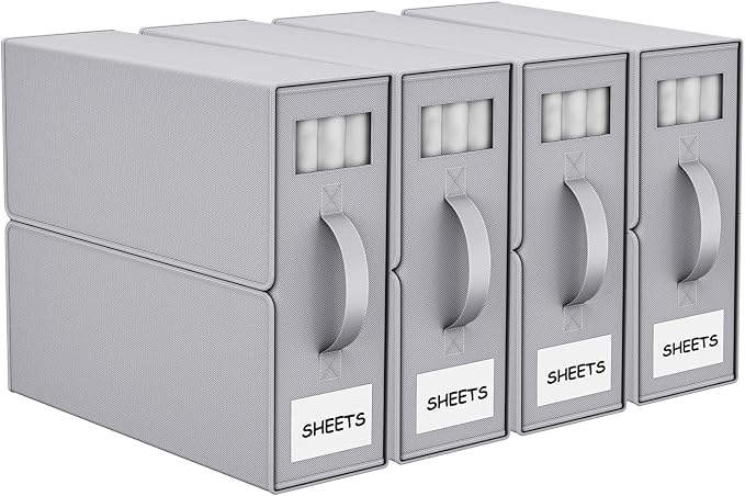 Bed Sheet Organizers and Storage, Foldable Fabric Storage Bins by HSFTEC