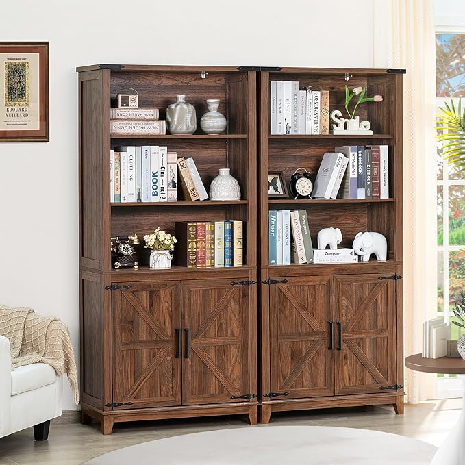 70in Tall Bookshelf 5 Tier Bookcase - Image 3