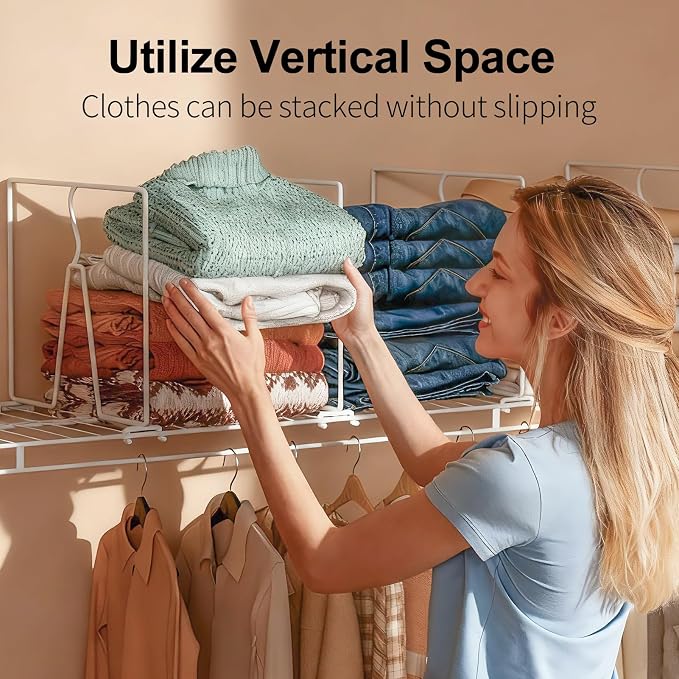 Wire Shelf Dividers for Closet: Tall 16 Pack 12-Inch Deep Adjustable Organizer - Image 4