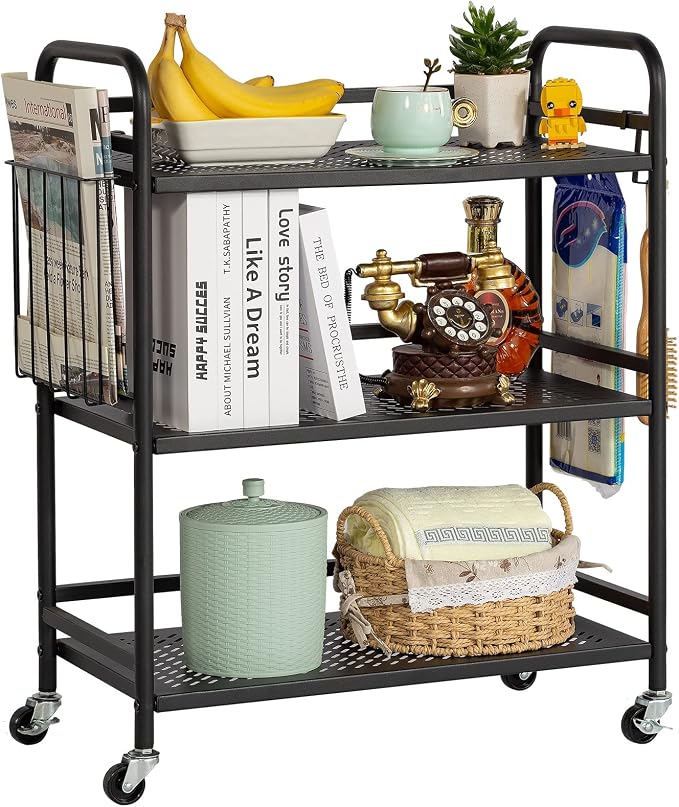HDANI 3 Tier Metal Mesh Utility Cart, Large Capacity Multipurpose Heavy Vehicle by HDANI