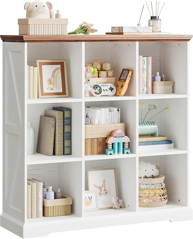 IRONCK 9 Cube Storage Organizer, Wooden Cube Shelf - Image 3