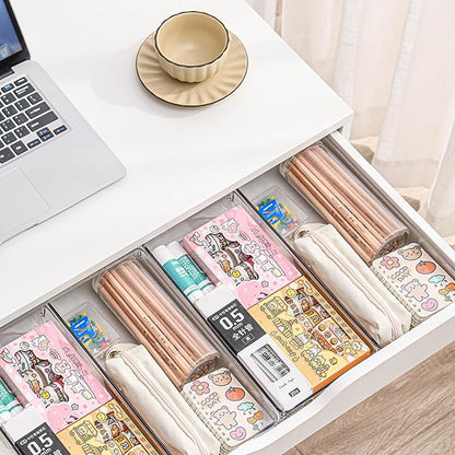 6 Pack Clear Drawer Organizer Trays Plastic Drawer Organizers Set 15 x 6 x 2 - Image 6