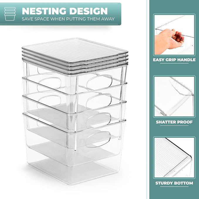Sorbus Small Clear Plastic Storage Bins - Image 6