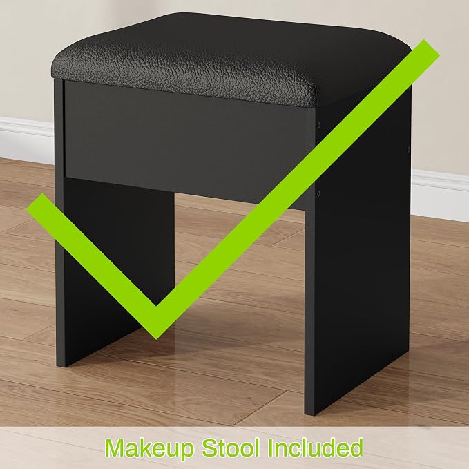 ONME 47.2" Fluted Makeup Vanity Desk - Image 8