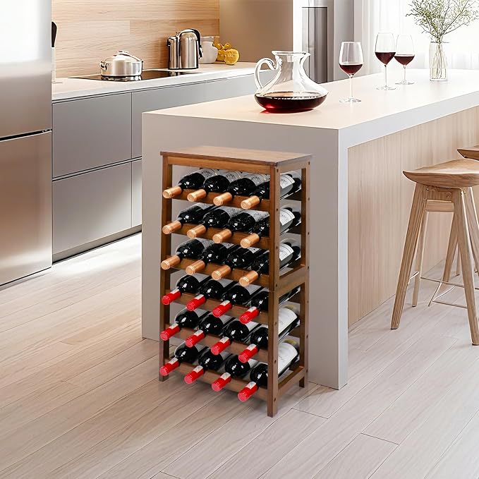 Wine Rack Free Standing Floor, 6-Tier 24 Bottles Display Wine Storage Shelves - Image 6