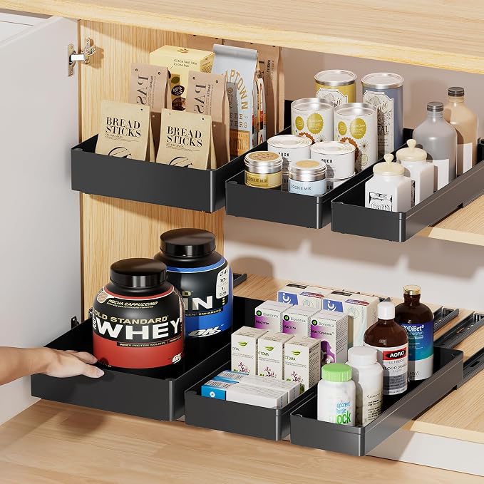 Delamu 3 Pack Pull Out Cabinet Organizer, 15.7" Deep Pull Out Drawers - Image 8