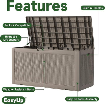 120 Gallon Waterproof Resin Outdoor Storage Box, Weatherproof Outdoor Bin - Image 3