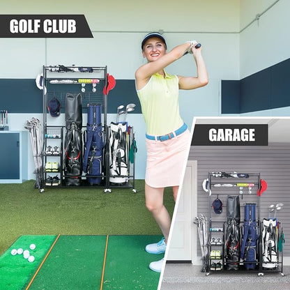 Mythinglogic Golf Bag Storage Garage Organizer, 2 Golf Bags Storage Stand and - Image 6
