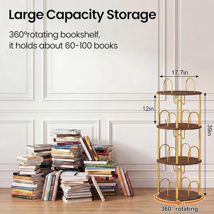 3 Tier Rotating Bookshelf, 360° Spinning Bookshelf Tower, Narrow Corner Book - Image 2