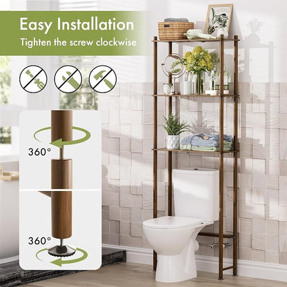 AmazerBath Bamboo Over The Toilet Storage Shelf, 3-Tier Over Toilet Bathroom - Image 5
