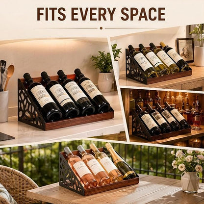 Countertop Wine Rack Display, Wine Bottle Holder, Wood Metal Combination Wine - Image 5