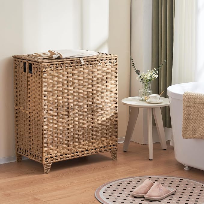 Laundry Hamper with Lid, 190L Large Laundry Basket 3 Section with 6 Removable - Image 3